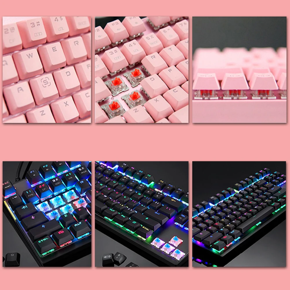 Motospeed 87 Keys Russian Mechanical Keyboard RGB Backlit Blue switch Gaming Keyboards Aluminium Alloy Panel for Desktop Gamer