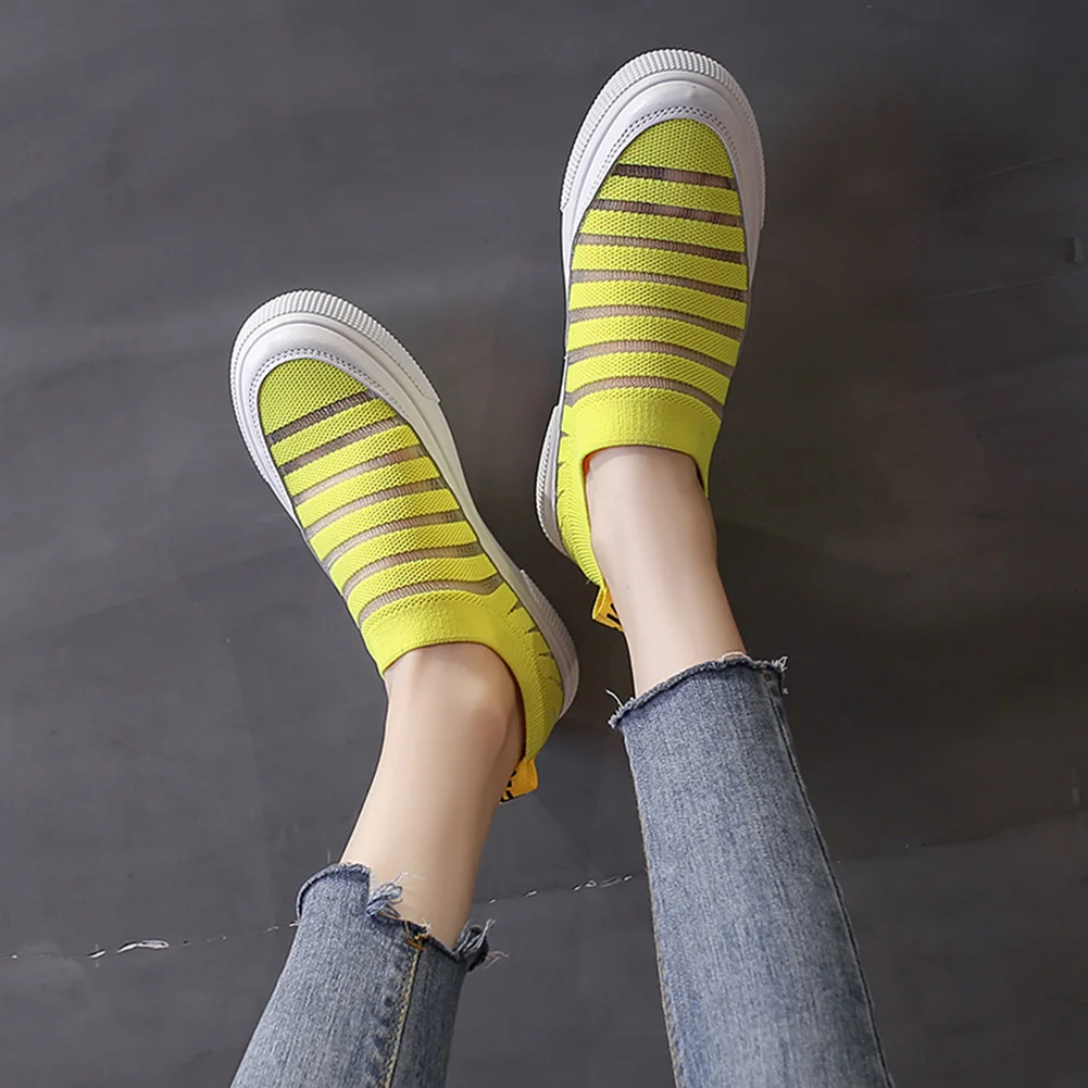 

RIBETRINI women's Flats Shoes Woman Fashion Yellow Black White Slip On Flat Platform Shoes Woman Comfort Shoes Woman