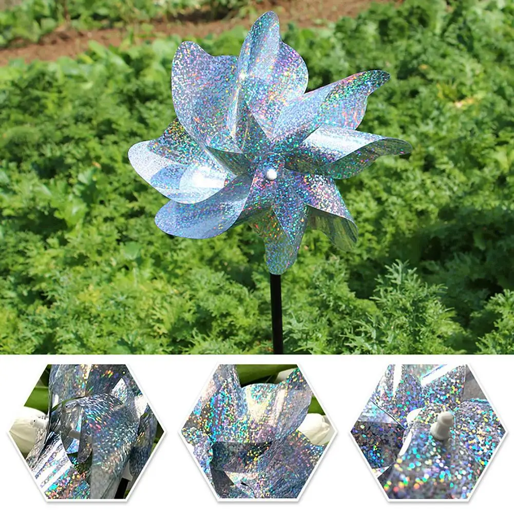Wind Spinner Garden Decorative Reflective Pinwheel Balcony Bird Windmill Orchard Vegetable