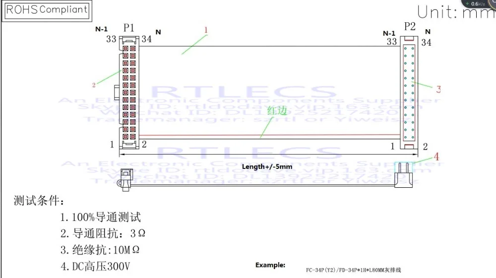 34Pin Turkey Flat Cable