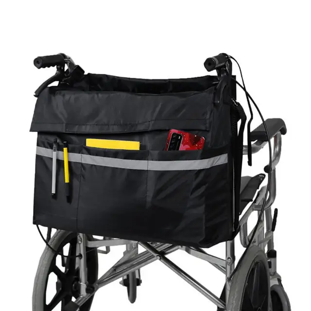 Multi-pocket Wheelchair Storage Pouch Shoulder Hanging Bag with Reflective Strip: An Organizational Solution for Travelers