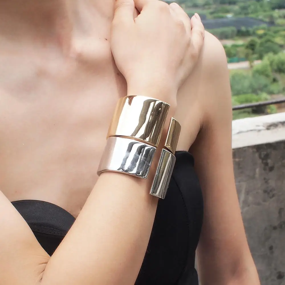 

MANILAI Punk Alloy Cuff Bangles Bracelets For Women Fashion Statement Big Alloy Bangle Party Accessories Wholesale 2019