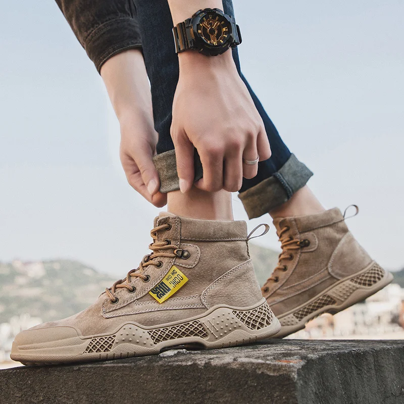 Fashion Men's Boots Non-slip Retro Trend Ankle Boots Tide Tooling Shoes Casual Martin Boots Walking Footwear Ankle Botas Hombre