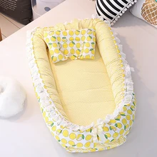 Детская спальная корзина, хлопковая переносная люлька, детская кроватка для новорожденных, кровать для путешествий с подушкой, койка YHM007