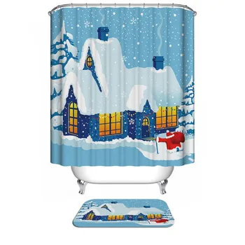 

Christmas Theme Showers Curtains Waterproof Polyester Printed Bath Covers for Bathroom Decoration 70 x 70 inch