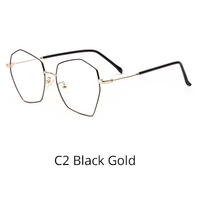 C2 Black Gold Ralferty, трендовые модные полигоновые очки для глаз, женские очки, оправа для оптических линз, женские очки Zero No Diopter W18031 - Цвет оправы: C2 Black Gold