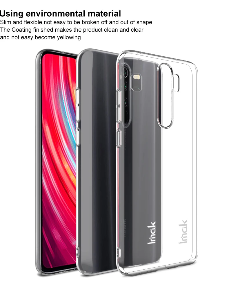 Для Xiaomi Redmi Note 8 Pro Чехол IMAK Прозрачный износостойкий ПК Жесткий Чехол для Xiaomi Redmi Note 8 pro Crystal Cover 6,53''