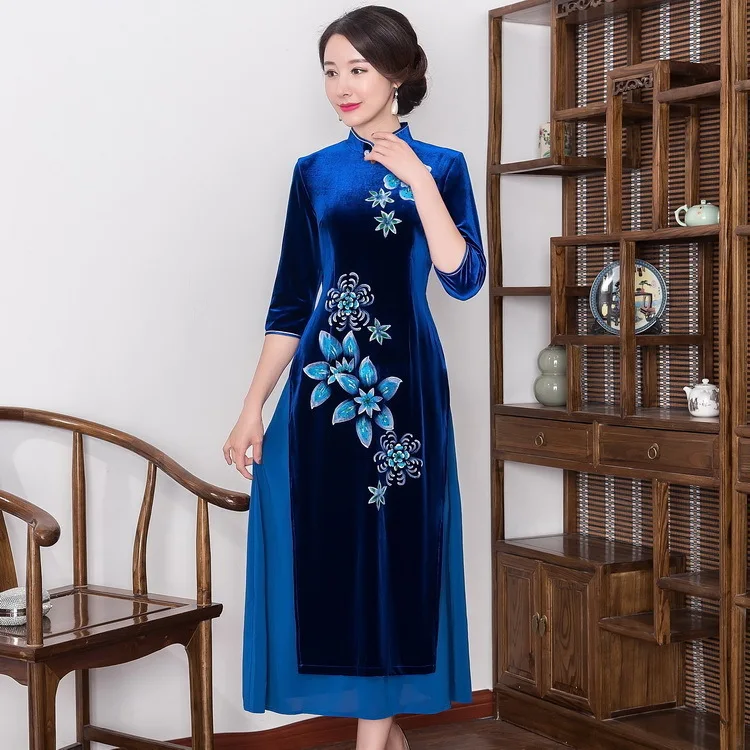 

2019 Real Sale Quinceanera Autumn Winters Is Vietnam The Velvet Cheongsam Dress Long To Restore Ancient Ways Cultivate Morality