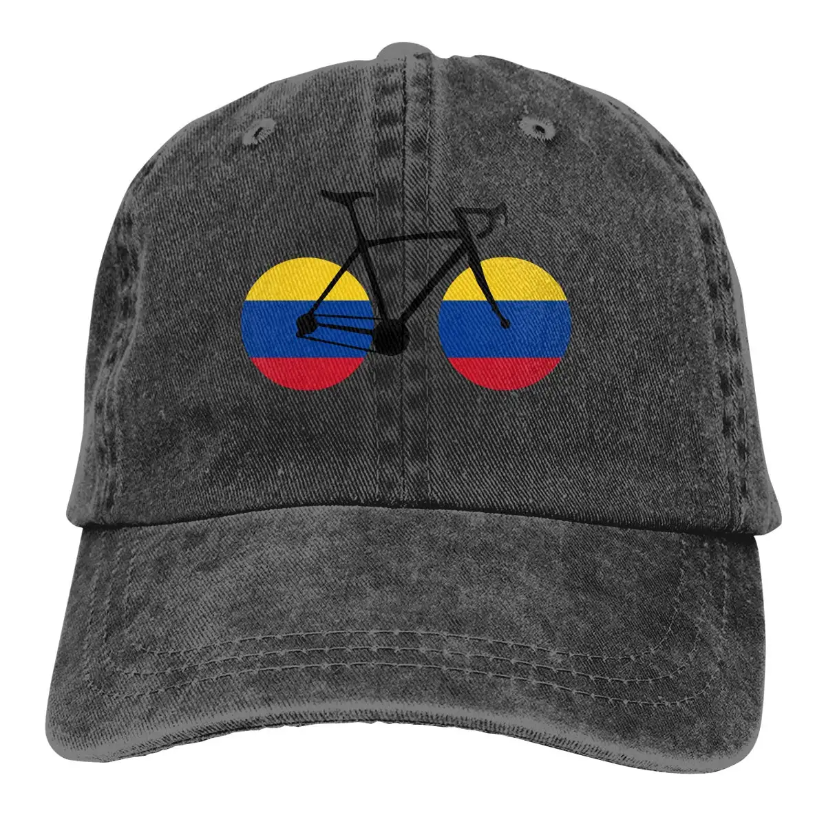Мужская или женская Регулируемая джинсовая тканевая Кепка-бейсболка, бейсболка для велосипеда с флагом Колумбии
