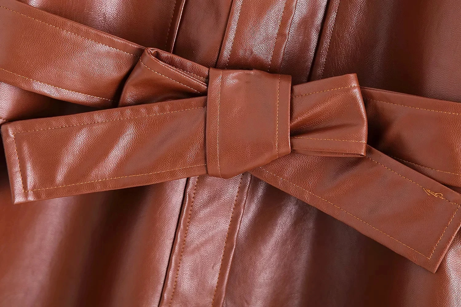ZA осень зима Женская куртка коричневый черный искусственная кожа винтажная верхняя одежда с поясом шикарное Женское пальто женские топы Женская одежда