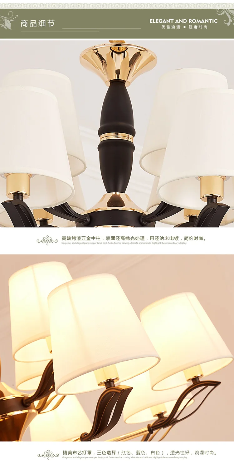 American Living Room Iron Grinding Glass Chandelier Modern Simple Dining Room Hotel Villa Bedroom Chandelier