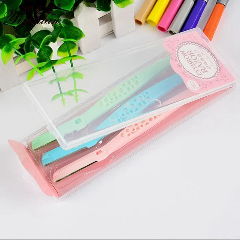 3Pcs/boxed professional Eyebrow Razor Facial Hair Remover Eyebrow Trimmer Sharp Mini Makeup Knife Shaper Shaver For Women