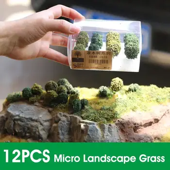 

LBLA 12Pcs Resin DIY Model Building Accessorie Irregular Artificial Shrubbery Micro Landscape Mini Grass Tree Sandbox Game