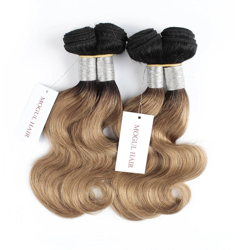 MOGUL волос 50 г/шт. 4 Комплект с закрытием T 1B 27 бразильские волнистые волосы эффектом
