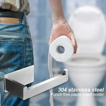 

Wall Mount Toilet Paper Towel Rack Tissue Holder Practical Storage Shelf without Drilling Home Furnishing Essential Supplies