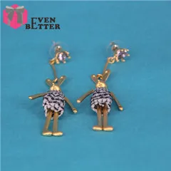 EvenBetter Новое поступление 2 женские серьги в форме кроликов длинные висячие модные аксессуары - Окраска металла: no box