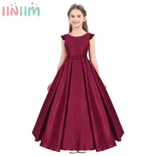 Iiniim/Детские платья для маленьких девочек, vestidos плиссированное платье с v-образным вырезом на спине и цветочным узором для девочек платье принцессы для свадебной вечеринки