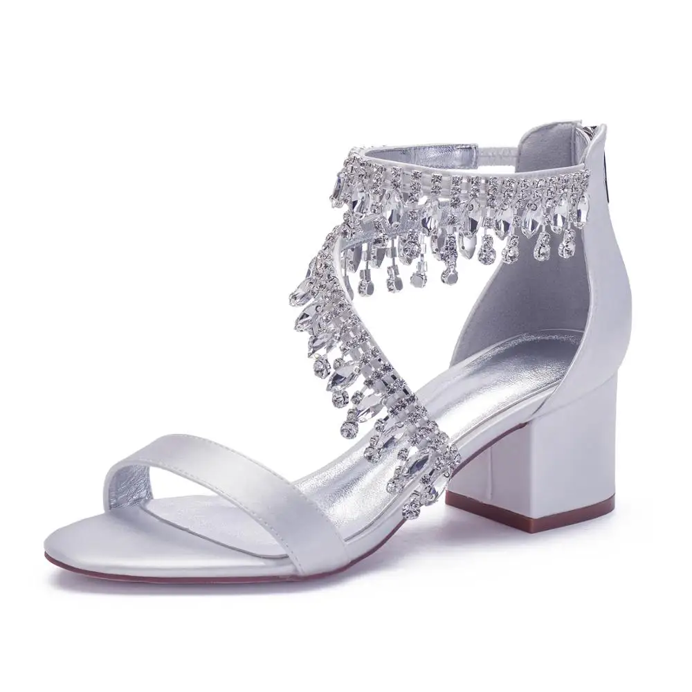 Monie Women’s Crystal Evening Sandals – Strappy Wedge Heels With Unique Heel Design, Handmade Glitter Dress Shoes - View #2