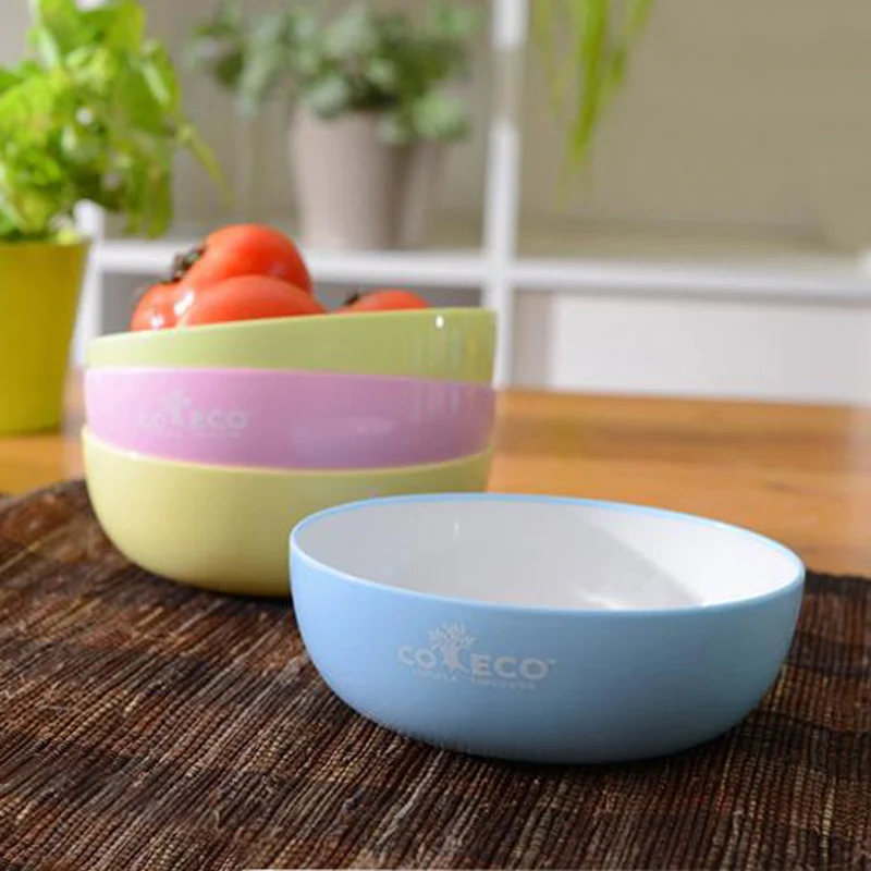 

Clearance Sale COEOC Two-tone Dinnerware Plug Size Round Soup Dish Fruit Salad Dish PLA Health Environmental Dishware 4 Colors