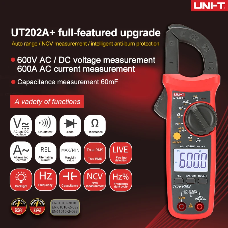 best automotive oscilloscope UNI T UNI-T UT204+ Digital AC DC Current Clamp Meter Multimeter True RMS 400-600A Auto Range Voltmeter Resistance Test calipers bunnings Measurement & Analysis Tools