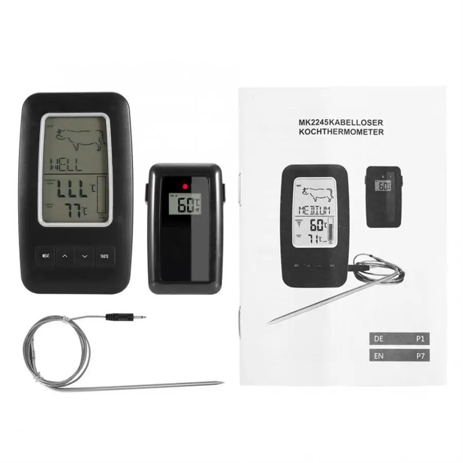 Digital LCD Kitchen BBQ Meat Food Thermometer Wireless Remote Temperature Alarm |