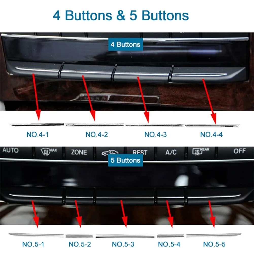 37*2mm Car Center Right A/C TEMP Switch Button Trim Strip Chrome Light For Mercedes W212 Interior Accessories Decoration | Автомобили и