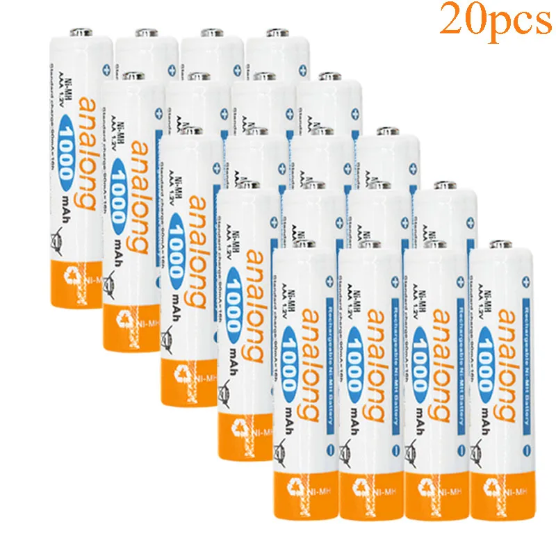 20 шт analong 1,2 v NIMH AAA батарея 3A 1000MAH AAA аккумуляторная батарея aaa Ni-MH батареи аккумуляторная батарея для игрушка-фонарик - Цвет: 20pcs aaa battery