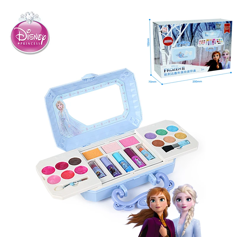 Disney-conjunto de maquillaje de princesa elsa para niñas, caja de maquillaje de belleza de esmalte con caja original, regalo de Navidad para niños