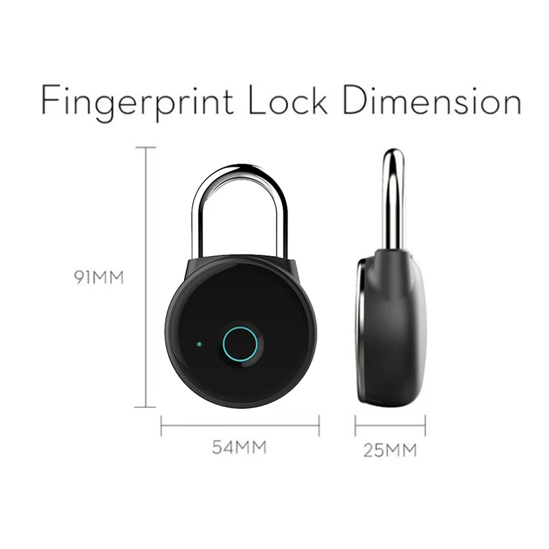 

Smart Keyless Fingerprint Padlock USB Rechargeable Lock For Door Drawer Suitcase
