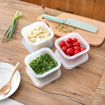 

1PC Kitchen Refrigerator Storage Box Plastic Food Container Transparent Keeping Fruit Fresh Fridge Garlic Ginger Organizer