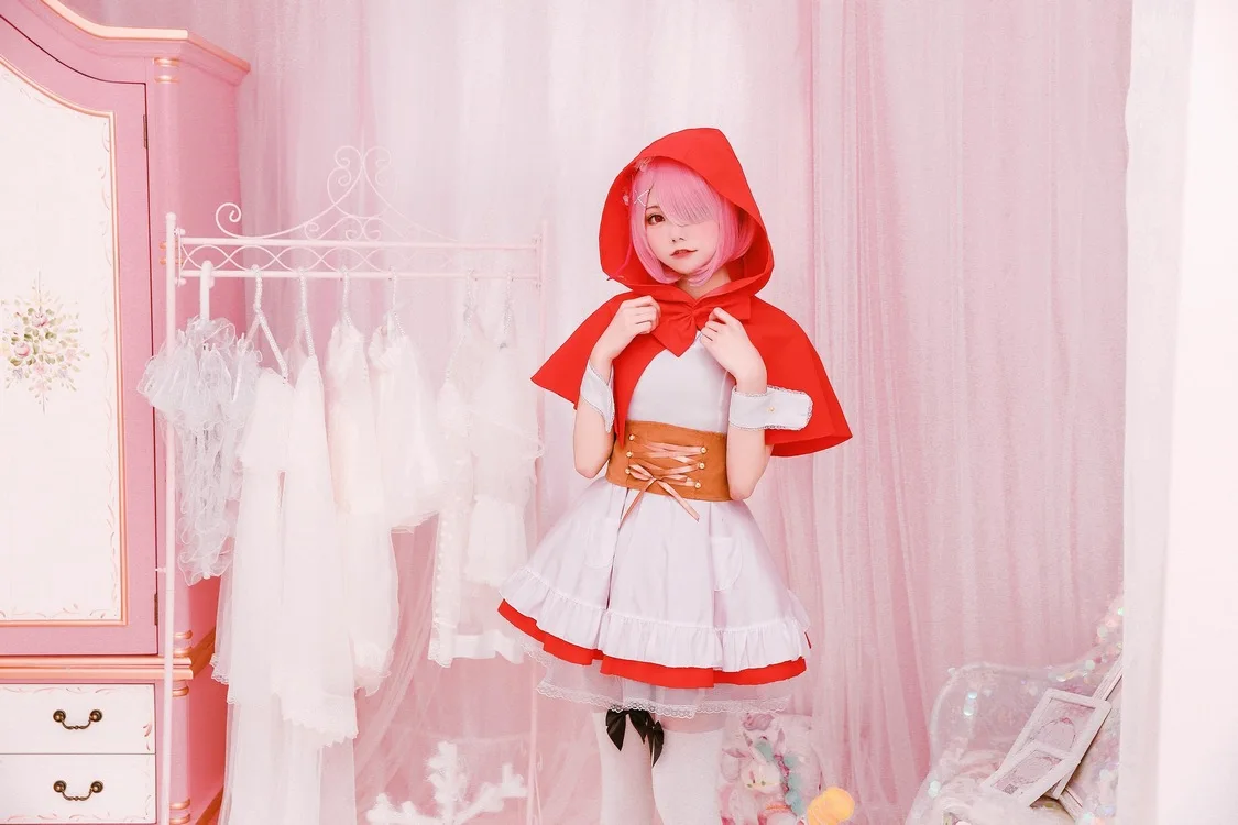 Rem cos Play REM Ram COS Clothing Christmas Little Red Riding Hood Shawl Cloak Dress