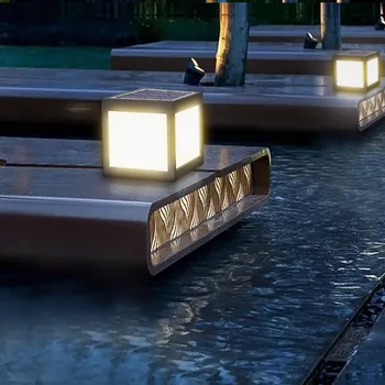 

12LED Square Solar Energy Powered Pillar Lamps Waterproof Stigma Light Garden Villa Enclosing Wall Decorative Lamps