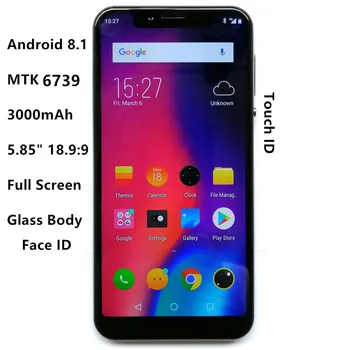 

SANTIN P1 Android 8.1 Glass Body 5.85" 1512*720p HD+ 18.9:9 Full Screen 3000mAh 3GB RAM Face ID Fingerprint Mobile Phone A3 Pro