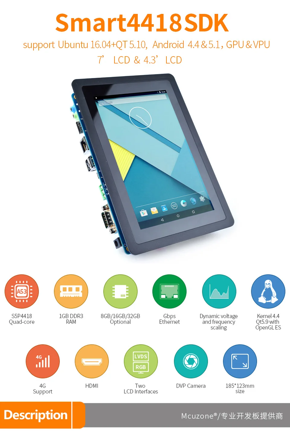 Smart4418SDK демонстрационная плата S5P4418 1 ГБ DDR3 8 ГБ eMMC friendlyarm 4G 4,3 '7'TFT lcd 800*480 800*1280 емкостный экран HDMI