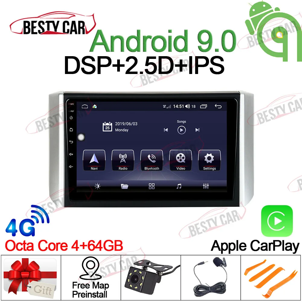 

10.1'' Android 9.0 Octa Core Car Radio GPS Multimedia Player Head Unit For Mitsubishi Xpander 2017 2018 2019 Touchscreen Stereo IPS 2.5D DSP DVR WIFI 4G CARPLAY with Free MAP Backup Camera