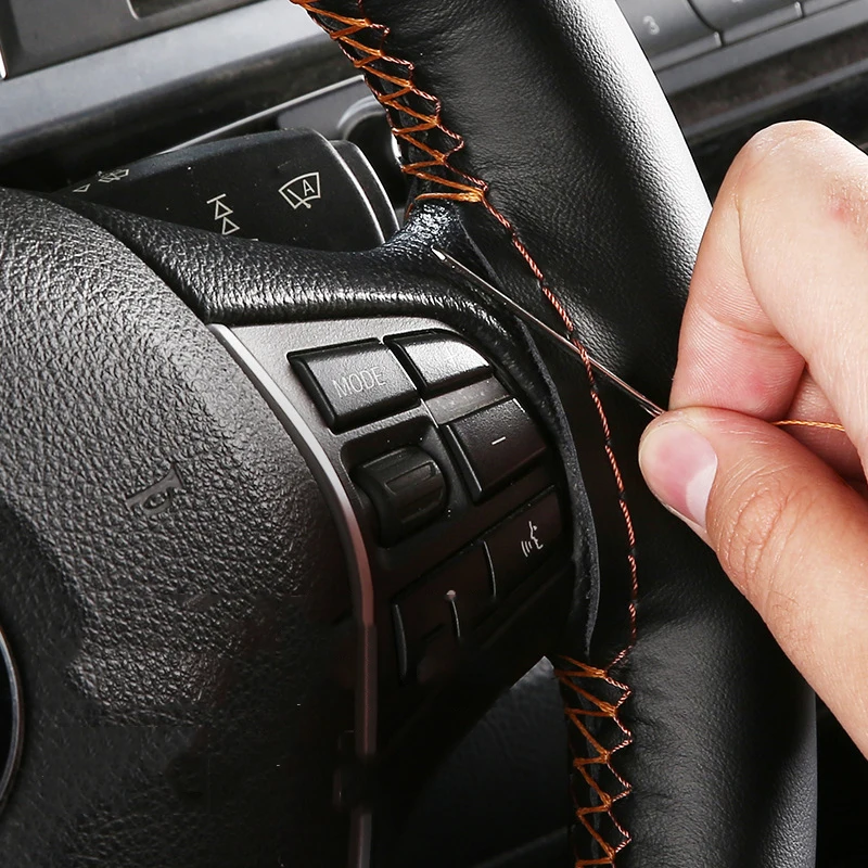Ручной пошив 38 см чехол рулевого колеса автомобиля DIY натуральная кожа Чехлы на руль мягкая противоскользящая оплетка с иглой