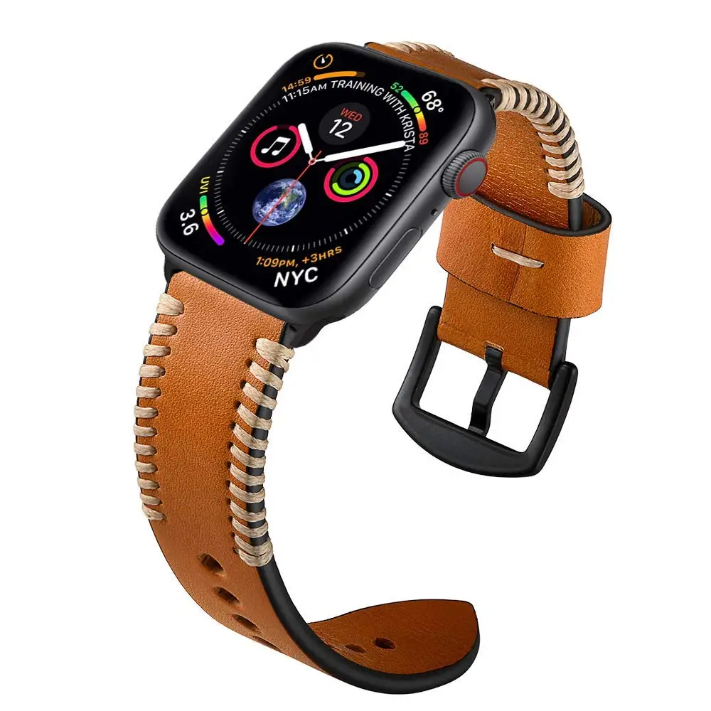 Ремешок из натуральной кожи для Apple watch 38 мм 42 мм Satch ремешок для Iwatch 1 2 3 4 Serise ручной работы ремешок для часов кожаный ремешок