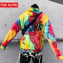 Хип-хоп толстовки для мужчин Harajuku печати галстук краситель пуловер толстовки с капюшоном уличная мода топы мужское худи WG485