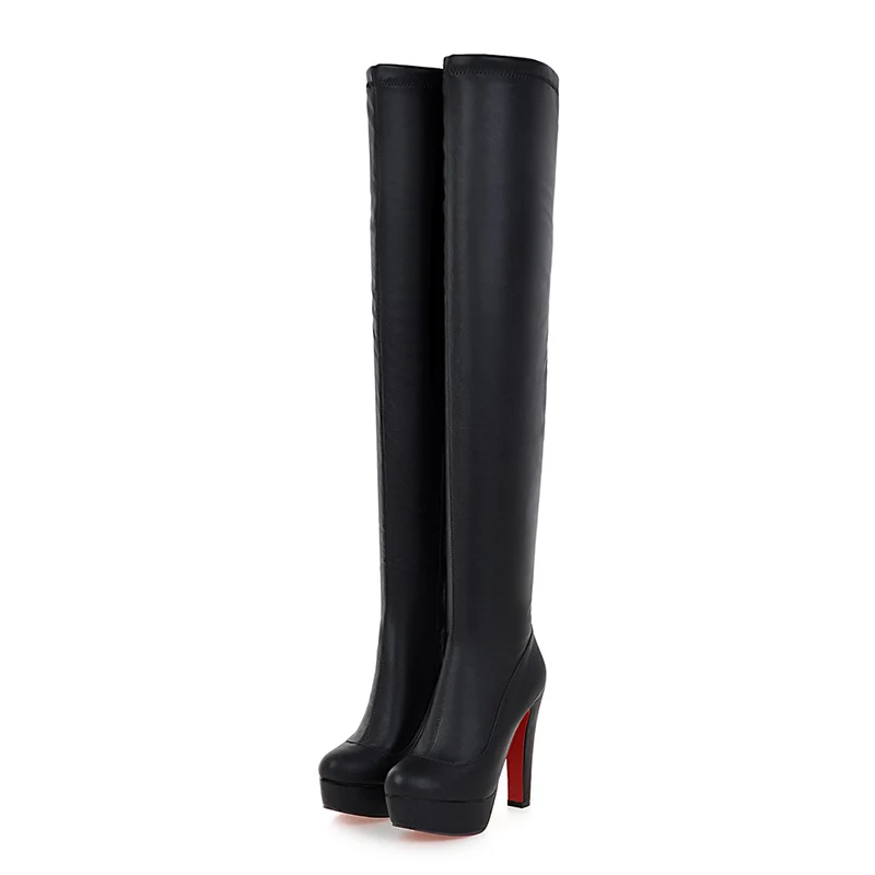 

Lucyever Plus Size 33-48 Sexy Over The Knee Thigh High Boots Women Autumn Winter Long Boots Shoes Women Platform Velvet Boots