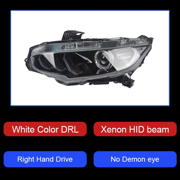 Головной фонарь для Honda CIVIC X G10- фары Противотуманные фары Дневные ходовые огни DRL H7 светодиодный Биксеноновая лампа автомобильные аксессуары - Цвет: D