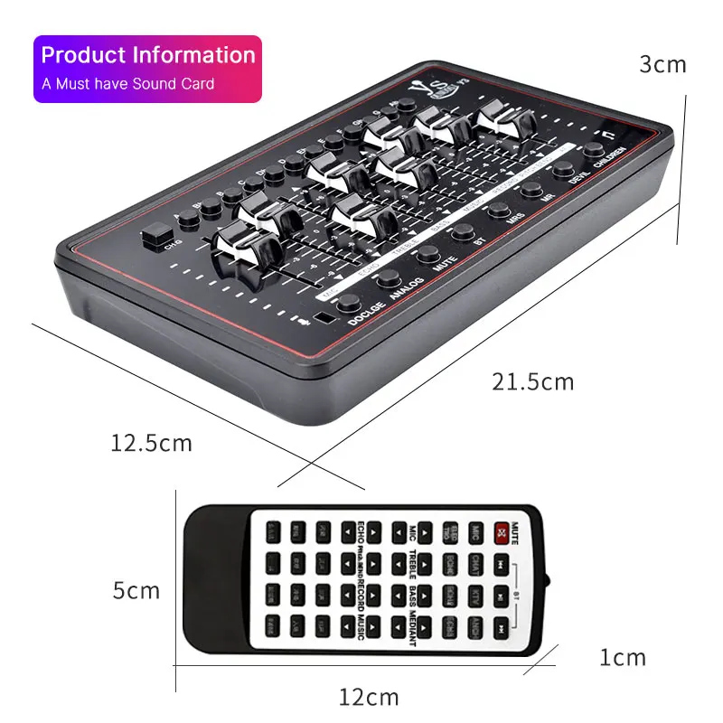 Аудио интерфейс звуковая карта Профессиональная студия Аудио Микрофон внешняя звуковая карта с пультом дистанционного управления для вещания гитары ПК