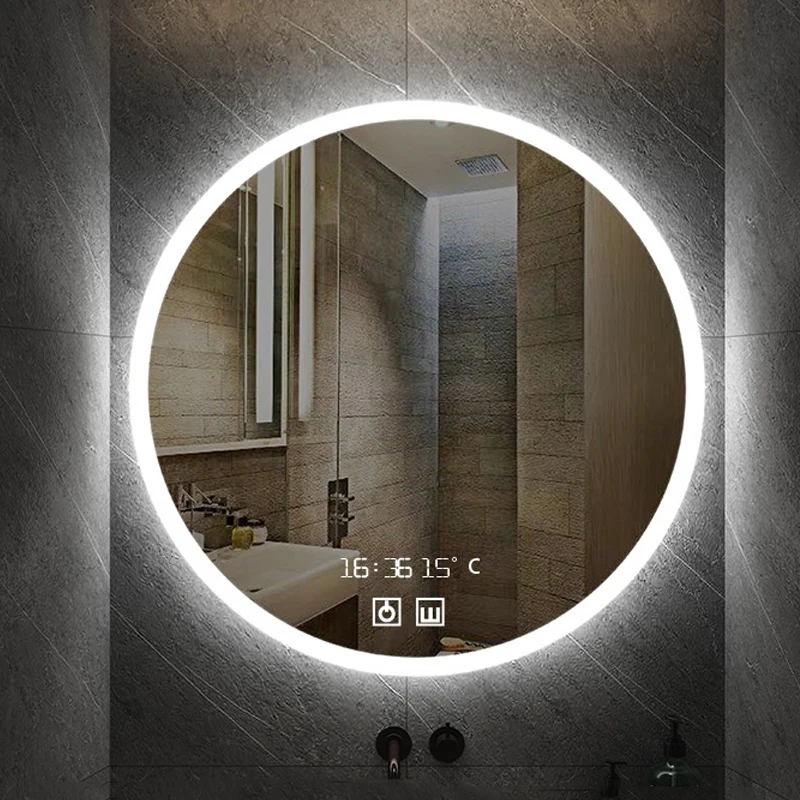 40/50/60CM Round Smart Makeup Bathroom Mirror Adjustable 3 Color Bright LED LIght MultiFunction Defogging Bluetooth Speaker makeup mirror