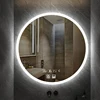 Miroir de salle de bains de maquillage intelligent rond de 50CM/60/70/80CM lumière LED réglable de 3 couleurs multi-fonction avec l'éclat de Demist Bluetooth ► Photo 1/6