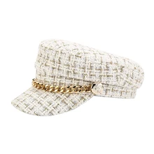 Женские шапки, твидовая клетчатая кепка Newsboy, s цепочка, плоский верх, козырек, кепка, винтажная клетчатая кепка, женские шапки на осень и зиму