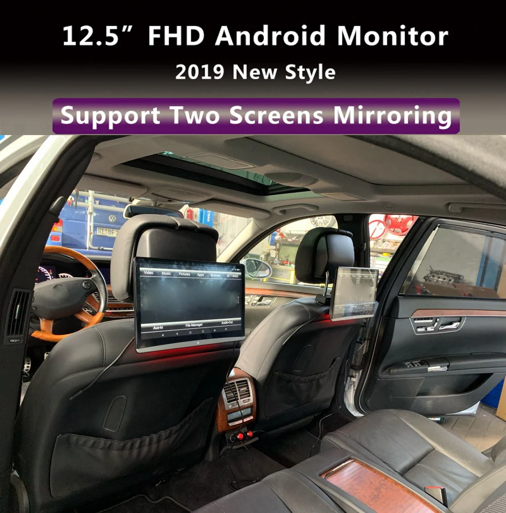 12,5 дюймов Android автомобильный подголовник монитор 1366*768 HD 1080P видео ips сенсорный экран wifi/Bluetooth/USB/SD/HDMI/FM MP5 видеоплеер