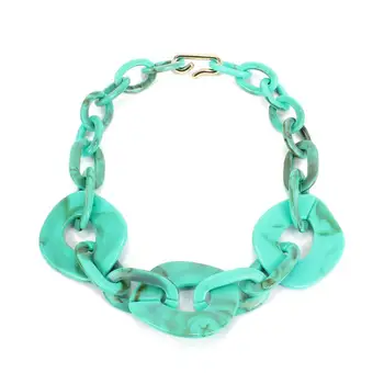 

Fashionable Red Green Acrylic Plastic Resin Geometric Chunky Necklaces for Women Costume Party Jewelry