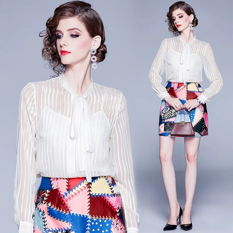 

Photo Shoot Shirt Three-piece Set New Style Autumn Dress Outfit Graceful Elegant Fashion Slimming Set