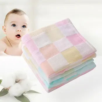 

Children Square Plaid Towel Home Application Comfortable and Air-permeable Double Sided Suction Facecloth 25x28cm