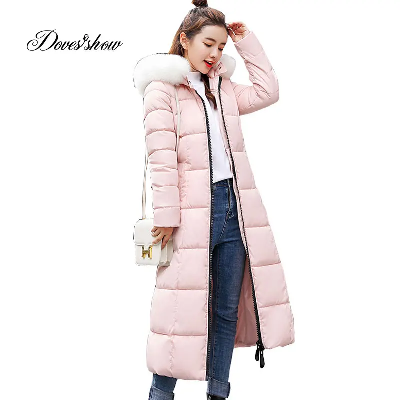 

Hooded Winter Down Coat Jacket Long Warm Slim Women Cotton-padded Casaco Feminino Abrigos Mujer Invierno Wadded Parkas Outwear 8