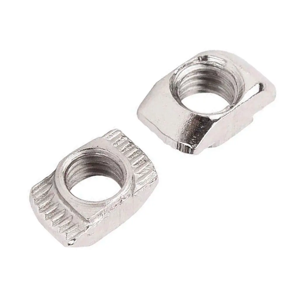 100Pcs Series M5 T-Nuts Carbon Steel Nickel-Plated Half Round Roll in Sliding T Slot Nut